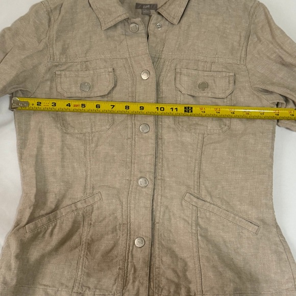 J Jill‎ Linen Blend Button Front Cropped Utility Jacket Beige Size Small - Picture 12 of 12